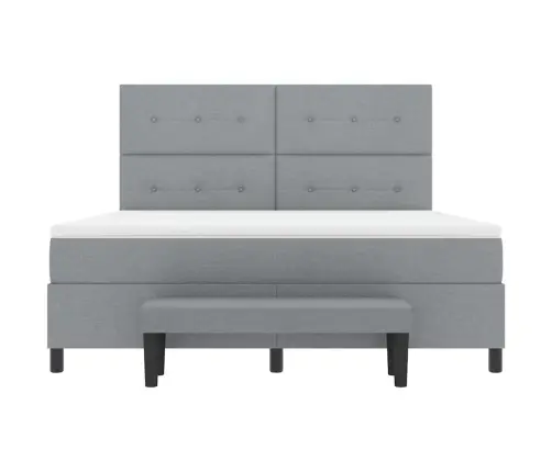 Kastītes Atsperu Gulta Gaiši Pelēks 180 X 200 Cm Audums Vidaxl