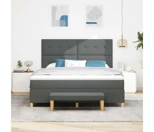Kastītes Atsperu Gulta Tumši Pelēks 180 X 200 Cm Audums Vidaxl