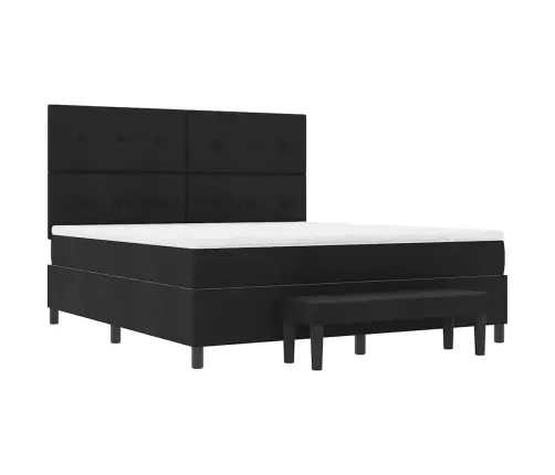 Kastītes Atsperu Gulta Ar Matraci Melna 180 X 200 Cm Audums Vidaxl