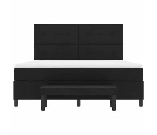 Kastītes Atsperu Gulta Ar Matraci Melna 180 X 200 Cm Audums Vidaxl