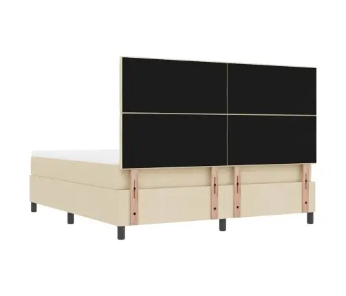 Kastītes Atsperu Gulta Ar Matraci Krēmkrāsa 180 X 200 Cm Audums Vidaxl