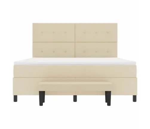 Kastītes Atsperu Gulta Ar Matraci Krēmkrāsa 180 X 200 Cm Audums Vidaxl