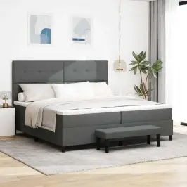 Kastītes Atsperu Gulta Tumši Pelēks 200 X 200 Cm Audums Vidaxl