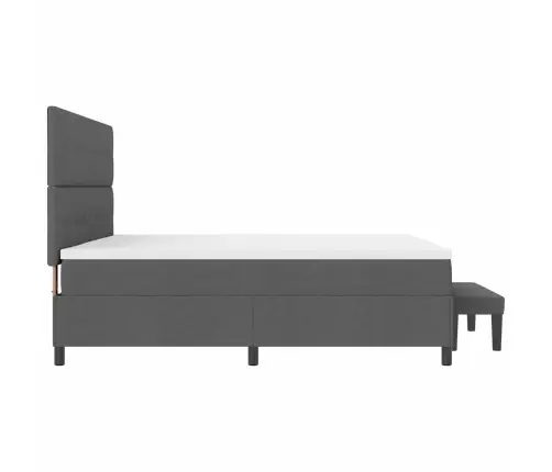 Kastītes Atsperu Gulta Ar Matraci Un Soliņu, Tumši Pelēka 200X200 Cm Audums Vidaxl