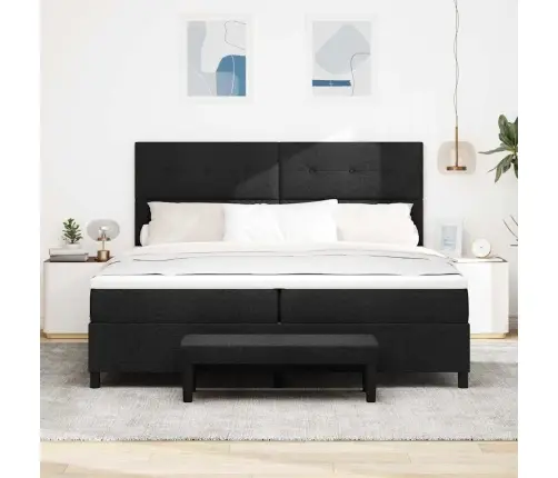 Kastē Pavasara Gulta Ar Matraci Un Soliņu, Melns, 200X200 Cm, Audums Vidaxl