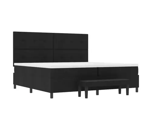Kastē Pavasara Gulta Ar Matraci Un Soliņu, Melns, 200X200 Cm, Audums Vidaxl