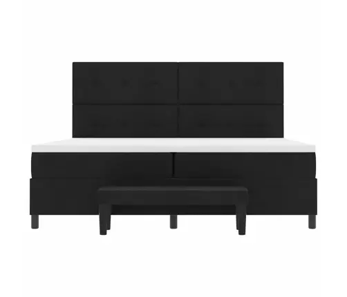 Kastē Pavasara Gulta Ar Matraci Un Soliņu, Melns, 200X200 Cm, Audums Vidaxl