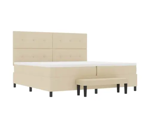 Kastītes Atsperu Gulta Ar Matraci Krēmkrāsa 200 X 200 Cm Audums Vidaxl