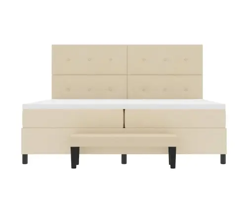 Kastītes Atsperu Gulta Ar Matraci Krēmkrāsa 200 X 200 Cm Audums Vidaxl