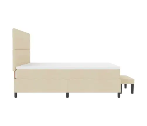 Kastītes Atsperu Gulta Ar Matraci Krēmkrāsa 200 X 200 Cm Audums Vidaxl