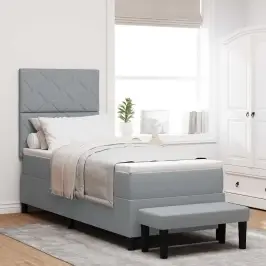 Kiemas Lova Su Čiužiniu Šviesiai Pilka 80 X 200 Cm Audinys