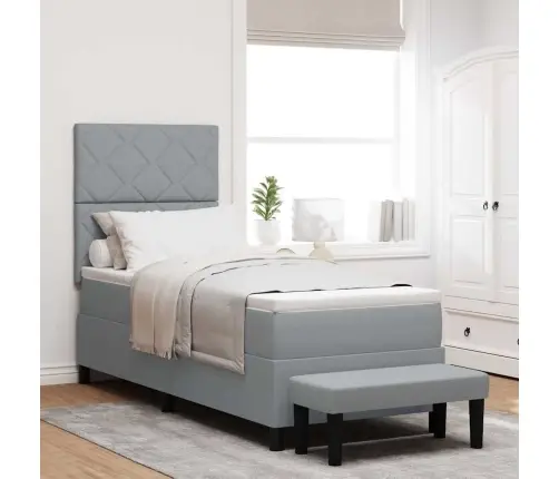 Kiemas Lova Su Čiužiniu Šviesiai Pilka 80 X 200 Cm Audinys