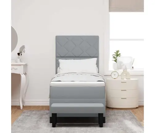 Kiemas Lova Su Čiužiniu Šviesiai Pilka 80 X 200 Cm Audinys