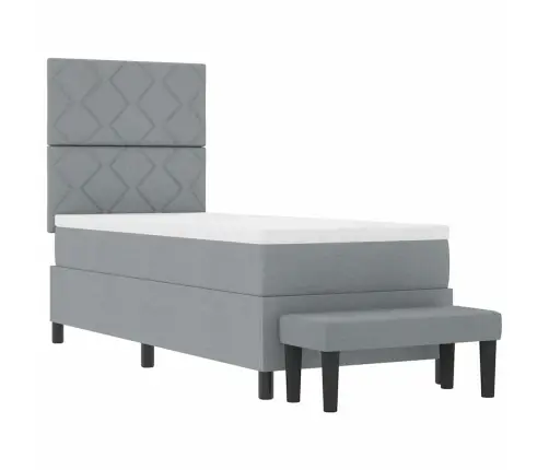 Kiemas Lova Su Čiužiniu Šviesiai Pilka 80 X 200 Cm Audinys