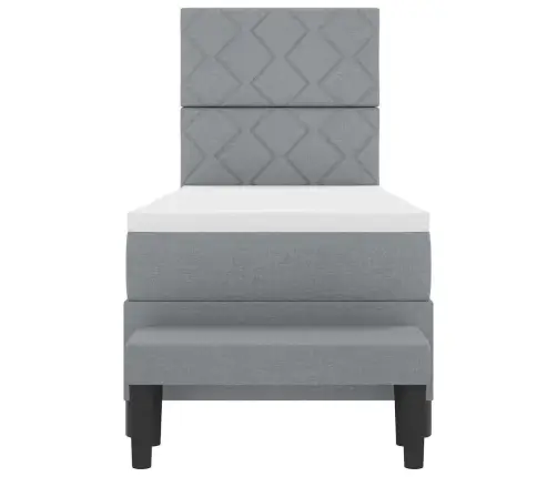 Kiemas Lova Su Čiužiniu Šviesiai Pilka 80 X 200 Cm Audinys