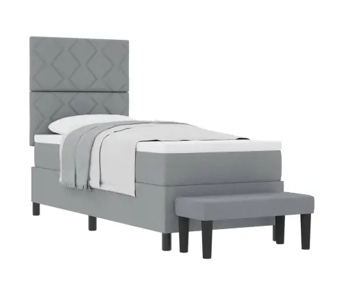 Kiemas Lova Su Čiužiniu Šviesiai Pilka 80 X 200 Cm Audinys