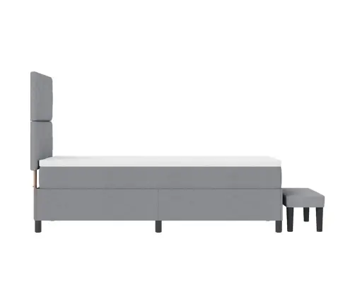 Kiemas Lova Su Čiužiniu Šviesiai Pilka 80 X 200 Cm Audinys