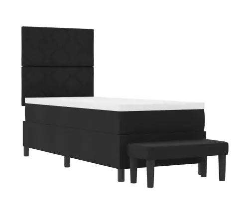 Kastītes Atsperu Gulta Ar Matraci Melna 80 X 200 Cm Audums Vidaxl