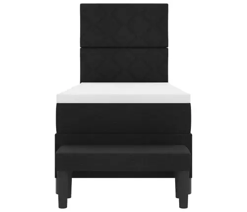 Kastītes Atsperu Gulta Ar Matraci Melna 80 X 200 Cm Audums Vidaxl