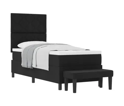 Kastītes Atsperu Gulta Ar Matraci Melna 80 X 200 Cm Audums Vidaxl