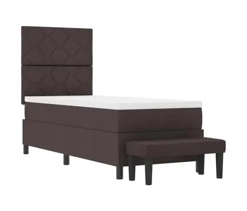 Kiemas Lova Su Čiužiniu Tamsiai Rudas 80 X 200 Cm Audinys