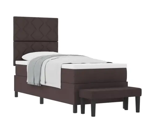 Kiemas Lova Su Čiužiniu Tamsiai Rudas 80 X 200 Cm Audinys