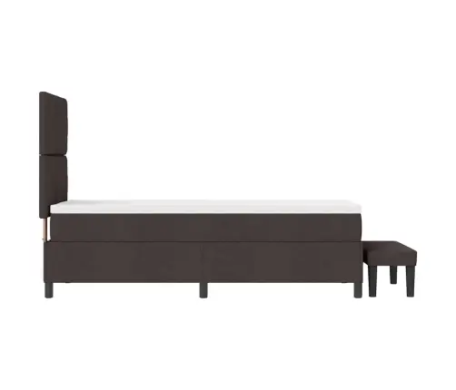 Kiemas Lova Su Čiužiniu Tamsiai Rudas 80 X 200 Cm Audinys