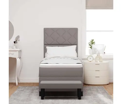 Kastītes Atsperu Gulta Ar Matraci Pelēkbrūna 80 X 200 Cm Audums Vidaxl