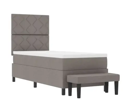 Kastītes Atsperu Gulta Ar Matraci Pelēkbrūna 80 X 200 Cm Audums Vidaxl