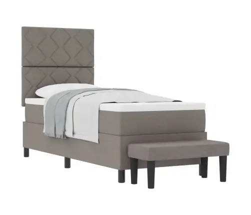 Kastītes Atsperu Gulta Ar Matraci Pelēkbrūna 80 X 200 Cm Audums Vidaxl