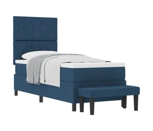 Kastītes Atsperu Gulta Ar Matraci Zila 80 X 200 Cm Audums Vidaxl