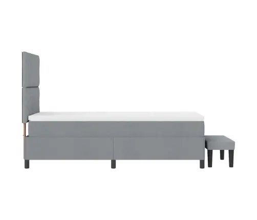 Kaste Gulta Ar Matraci & Soliņu Gaiši Pelēka 90X200 Cm Audums Vidaxl