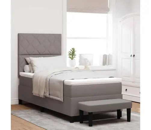 Kiemas Lova Taupe 90 X 200 Cm Audinys & Apdirbta Mediena