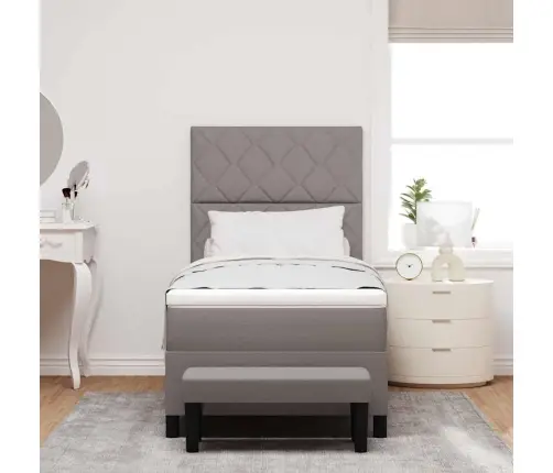 Kiemas Lova Taupe 90 X 200 Cm Audinys & Apdirbta Mediena