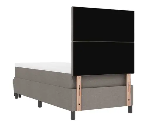 Kiemas Lova Taupe 90 X 200 Cm Audinys & Apdirbta Mediena