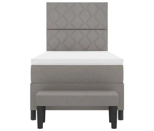 Kiemas Lova Taupe 90 X 200 Cm Audinys & Apdirbta Mediena