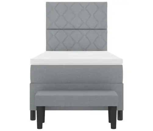 Kastītes Atsperes Gulta Ar Matraci Un Soli Pelēkā Krāsā 100X200 Cm Auduma Vidaxl