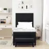 Gultas Atsperu Gulta Ar Matraci Un Soli Melnā Krāsā 100X200 Cm Audums Vidaxl