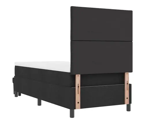 Gultas Atsperu Gulta Ar Matraci Un Soli Melnā Krāsā 100X200 Cm Audums Vidaxl