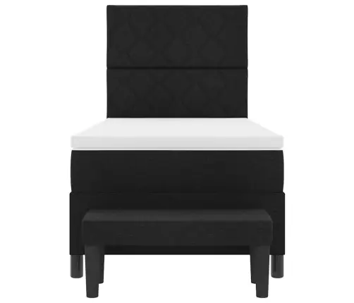Gultas Atsperu Gulta Ar Matraci Un Soli Melnā Krāsā 100X200 Cm Audums Vidaxl