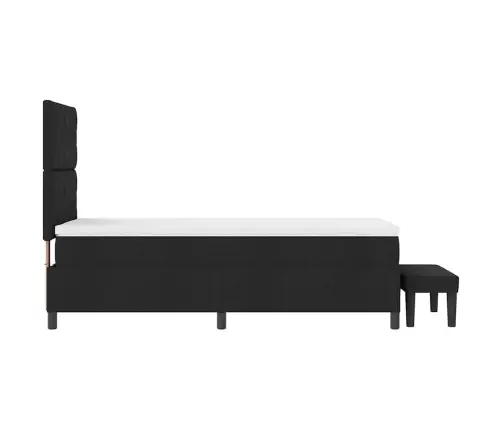 Gultas Atsperu Gulta Ar Matraci Un Soli Melnā Krāsā 100X200 Cm Audums Vidaxl