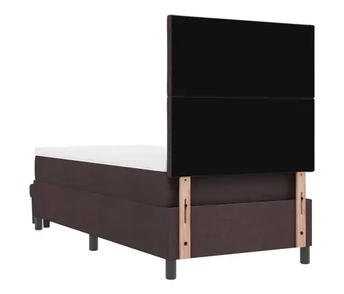 Kastītes Atsperu Gulta Ar Matraci Un Soliņu Tumši Brūnā 100X200 Cm Audumā Vidaxl