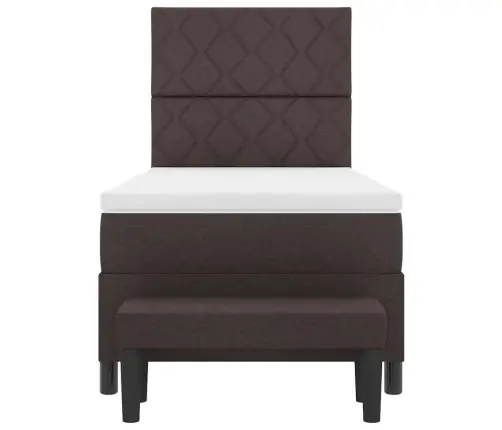 Kastītes Atsperu Gulta Ar Matraci Un Soliņu Tumši Brūnā 100X200 Cm Audumā Vidaxl