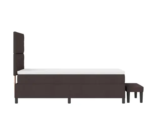 Kastītes Atsperu Gulta Ar Matraci Un Soliņu Tumši Brūnā 100X200 Cm Audumā Vidaxl