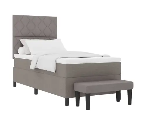 Kastītes Atsperu Gulta Pelēkbrūna 100 X 200 Cm Audums Vidaxl