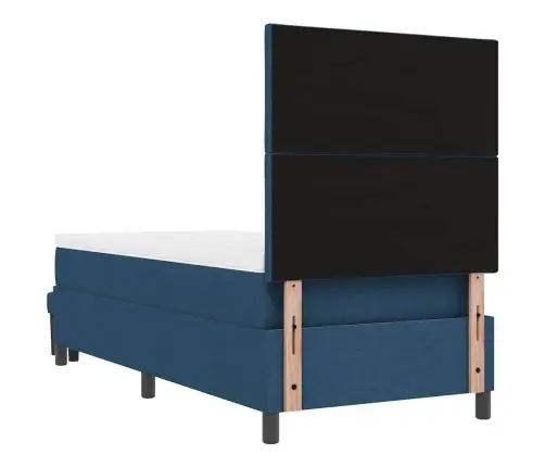 Kastītes Atsperu Gulta Ar Matraci & Soliņa Zils 100X200 Cm Audums Vidaxl