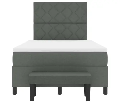 Kiemas Lova Su Čiužiniu Tamsiai Pilka 120 X 190 Cm Audinys