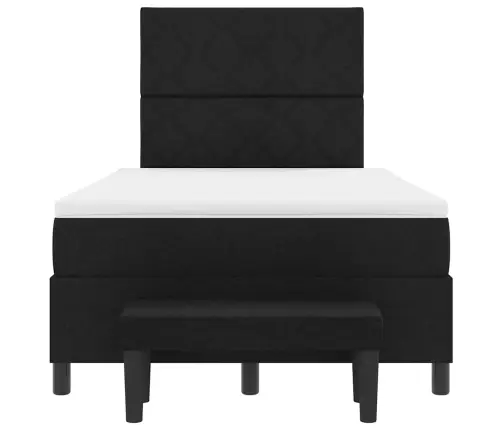 Kastīšu Atsperu Gulta Ar Matraci Un Soliņu Melnā Krāsā 120X190 Cm Audums Vidaxl