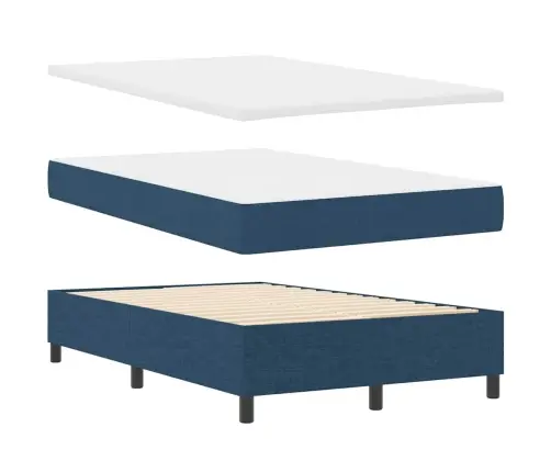 Kaste Pavasara Gulta Ar Matraci Un Soliņu Zils 120X190 Cm Audums Vidaxl