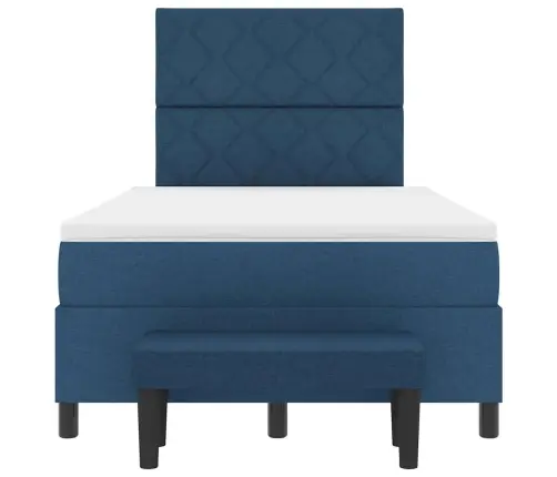 Kaste Pavasara Gulta Ar Matraci Un Soliņu Zils 120X190 Cm Audums Vidaxl